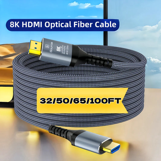 Long 10M 15M 20M 30M 8K HDMI Fiber Optic Cables，hdmi 2.1 8K60hz 4K120 144hz,48Gbps UHD Compatible for PS5 PS4 Xbox RTX3080 3090 - Valueboxeu