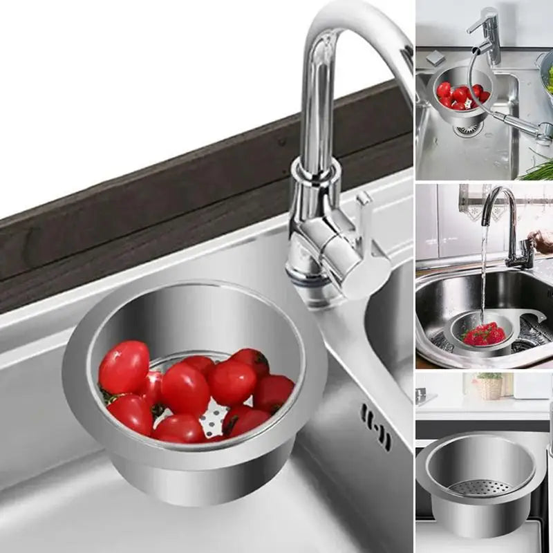 Stainless Steel Swan Sink Strainer Basket Kitchen Sink Garbage Filter Swan Dry And Wet Separation Hook Drain Rack